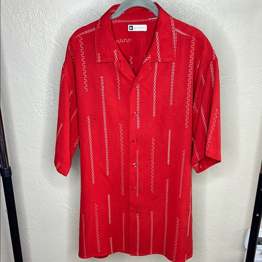 Bachrach Men’s Large (L) 100% Silk Knit Vintage Button-down